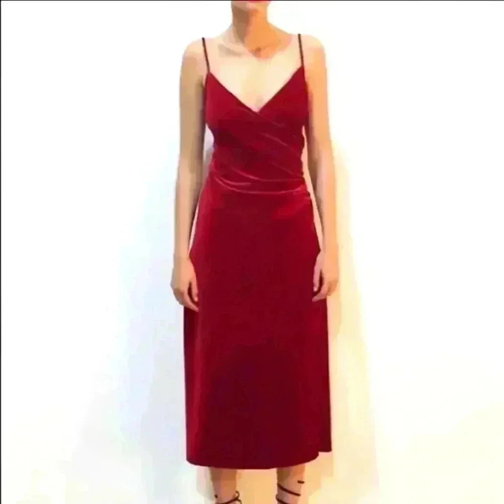NWT Zara Pleated Velvet Dress - Picture 4 of 8